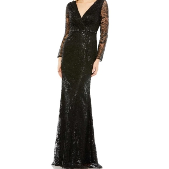 MAC DUGGAL Formal Wedding Prom Cocktail Black Tie Long Gown Black • size 4 NWT - Picture 1 of 4
